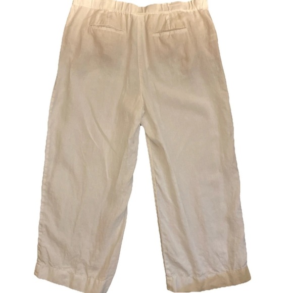 J. Jill Love Linen White Wide-Leg Pants Elastic Back Waist with Side Zip - Picture 2 of 6